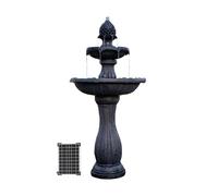 XBrand 44" Solar Water Fountain Outdoor, 2-Tier Garden Fountain with Solar Panel, Fiberglass Resin Water Feature, Auto Shut-Off Pump for Patio Yard, Black