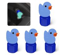 xbrtaia 4 Pack Cute Duck Glow in The Dark Tire Valve Caps, Universal Fit for Cars, Motorcycles, Trucks, and Bicycles (Blue)