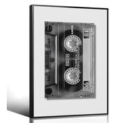 xbsifyiooa Black White Music Canvas Wall Art, 80s 90s Vintage Cassette Tape Aesthetic Poster, Retro Groovy Music Themed Print for Bar Pub Man Cave Wall Decor 8x12in Unframed