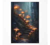 xbsifyiooa Enchanted Forest Landscape Canvas Wall Art, Fantasy Mushroom Poster, Dark Gothic Woods Wall Decor, Mystical Woodland Print Painting, Fairy Floral Picture for Bedroom Wall 12x16in Unframed
