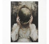 xbsifyiooa Moody Victorian Canvas Wall Art, Mirror Witch Poster, Mirrored Reverie Witchy Picture, Dark Academia Wall Print Decor, Gothic Halloween Aesthetic Poster for Wall 12x16in Unframed