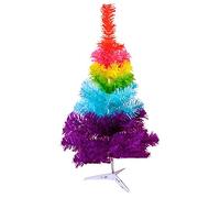 XBSXP Lightweight Tabletop Xmas Tree With Stand For Small Place Holiday Decoration,PVC Fir Tree,Small Christmas Tree,Multicolored Artificial Christmas Tree-Rainbow 90cm/3ft