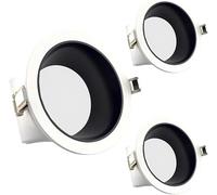 XBTGS 7 W Round LED Recessed Light with Deflector, Trim, Daytime Running Light, Retrofit, 3 Pieces, Ultra-Thin Aluminium LED Spotlight, Recessed Lights with Hole, Dark
