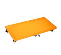 XBTGS Industrial Modular Spill Containment Pallet with Drain Outlet, Heavy-Duty Leak Proof Platform for Oil Drums and Chemical Storage in Warehouses and Kit,Yellow(Wheels)-125x65x15CM