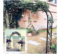 XBTGS Metal Garden Arch Arbor Heavy Duty Garden Arch Arbor,Galvanized Metal Rose Arches Wedding Party Decoration with Base,Trellis Support Archway for Climbing V,Black-W2.8xH2.3m/9.2x7.5ft