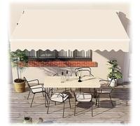 XBTGS Retractable Awning Fabric Replacement Polyester RV Sun Shade Canopy Cover for Outdoor Balcony Garden Backyard Beige with Front Valance,Beige,Beige