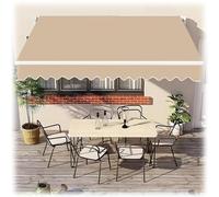 XBTGS Retractable Awning Fabric Replacement Polyester RV Sun Shade Canopy Cover for Outdoor Balcony Garden Backyard Beige with Front Valance,Khaki,Khaki