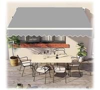 XBTGS Retractable Awning Fabric Replacement Polyester RV Sun Shade Canopy Cover for Outdoor Balcony Garden Backyard Beige with Front Valance,Grey,Grey