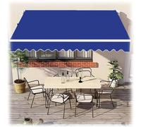 XBTGS Retractable Awning Fabric Replacement Polyester RV Sun Shade Canopy Cover for Outdoor Balcony Garden Backyard Beige with Front Valance,Dark Blue,Dark Blue