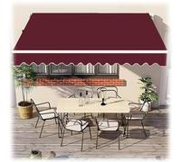 XBTGS Retractable Awning Fabric Replacement Polyester RV Sun Shade Canopy Cover for Outdoor Balcony Garden Backyard Beige with Front Valance,Wine Red,Wine Red