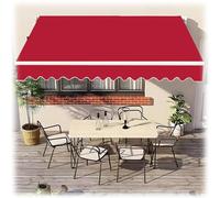 XBTGS Retractable Awning Fabric Replacement Polyester RV Sun Shade Canopy Cover for Outdoor Balcony Garden Backyard Beige with Front Valance,Red,Red