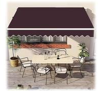 XBTGS Retractable Awning Fabric Replacement Polyester RV Sun Shade Canopy Cover for Outdoor Balcony Garden Backyard Beige with Front Valance,Brown,Brown