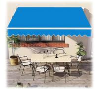 XBTGS Retractable Awning Fabric Replacement Polyester RV Sun Shade Canopy Cover for Outdoor Balcony Garden Backyard Beige with Front Valance,Blue,Blue