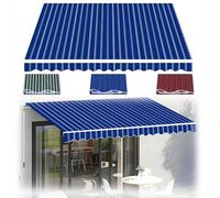XBTGS Retractable Awnings Replacement Fabric - Water-Resistant Blue Striped Canopy Cover for Patio, Garden, Deck, Door & Window - & Easy Install,13x10ft/400x300cm-B,13x10ft/400x300cm-Blue