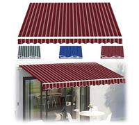 XBTGS Retractable Awnings Replacement Fabric - Water-Resistant Blue Striped Canopy Cover for Patio, Garden, Deck, Door & Window - & Easy Install,13x10ft/400x300cm-R,13x10ft/400x300cm-Red