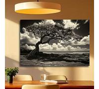 XBTYKPB 1pc Tree Of Life Canvas Painting - Modern Black & White Wall Art, Nature-Inspired Home Decor For Living Room, Bedroom(60x80cm/Frameless)