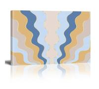 XBTYKPB Abstract Blue Brown Ripple Stripes Wall Canvas Art Painting Prints Posters Aesthetic For Living Room, Bathroom, Bedroom 40x60cm Withframe
