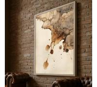 XBTYKPB Abstract Brown Ink Splash Canvas Wall Art, Fluid Art Print, Earth Tone Decor, Coffee Stain Style Painting, Ready to Hang(80x110cm/Inner frame)
