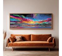 XBTYKPB Abstract Glitch Canvas Print, Long Horizontal Wall Art, Wide Panoramic Framed Decor, Large size Colorful Art Painting(40x120cm/Frameless)