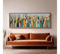 XBTYKPB Abstract Painting, Long Horizontal Wall Decor, Wide Framed Canvas Wall Art, Large sized Cityscape,Modern Living Room Art(60x180cm/Frameless)