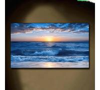XBTYKPB Abstract Sunset At Sea Canvas Art Ocean Waves & Sky Wall Decor Painting For Bedroom, Living Room, Corridor, Coastal Decor 30x60cm Frameless