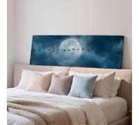 XBTYKPB Birds Across the Moon Art Print, Night Sky Decor, Wide Panoramic Canvas, Large Framed Wall Art, Scenery, Long Narrow(40x120cm/Inner Frame)