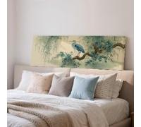 XBTYKPB Blue Heron Canvas, Long Narrow Wall Art, Wide Panoramic Framed Print, Large size Japandi Bird Decor, Zen Art, Living Room(20x60cm/Frameless)