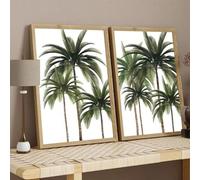 XBTYKPB Boho Tropical Palm Tree Canvas Posters Printed Wall Arts, Palm Tree Wall Art, Palm Tree Poster, Palm Tree Aesthetic Decor 50x70cmx2 Withframe