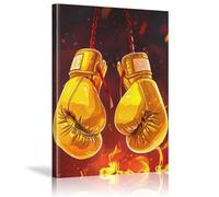 XBTYKPB Boxing Sports Yellow Gloves Prints Canvas Wall Art Painting Prints Posters For Living Room Bathroom Bedroom Decoration 50x70cm Frameless