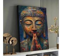 XBTYKPB Buddha Painting Canvas Print - Textured Meditation Canvas Wall Art - Colorful Buddhist Wall Decor Posters and Prints(21x30cm/Inner frame)