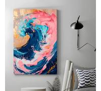 XBTYKPB Canvas Poster, Abstract Painting Wave Canvas Wall Art Blue Pink Wave Print Paint Strokes Luxury Home Decor Large Wall Art 70x100cm Withframe