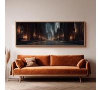 XBTYKPB Cathedral Painting, Wide Architecture Canvas Art, Long Horizontal Decor, Large size Canvas Wall Art, Game Room Decor(40x120cm/Frameless)
