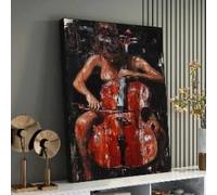 XBTYKPB Cello Player Painting - Expressionism Music Art, Female Portrait, Home Wall Decor, Painting Canvas Wall Art Pictures(40x60cm/Frameless)