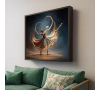 XBTYKPB Chocolate and Cream Dancers Canvas Wall Art, Motion Abstract, Home Decor,Romantic Dance Silhouette, Living Room Painting(55x55cm/Inner Frame)