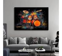 XBTYKPB Colorful Art Musical Instruments Drum Kit Guitar Posters Prints Canvas Music Paintings Wall Art Pictures Home Room Decor 80x140cm Withframe