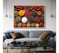 XBTYKPB Colorful Spice Collection Pictures, Culinary Herb Wall Art, Kitchen Decor, Food Inspired Canvas Art, Home Decor, Prints(50x75cm/Inner frame)