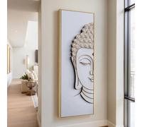 XBTYKPB Dark Buddha Print, Vertical Minimalist Zen Decor, Spiritual Buddha Portrait, Hindu Painting, Buddhist Wall Art Canvas(55x110cm/Inner Frame)