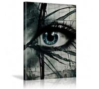 XBTYKPB Double Exposure Featuring Eyes Broken Mirror Effect Broken Mirror Canvas Art Painting Print Poster For Living Room Decor 60x80cm Withframe