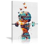 XBTYKPB Fitness Girl Weightlifting Watercolor Poster Canvas Wall Art Painting Print, For Gym Private Training Studio Sports Decor 80x110cm Withframe