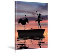 XBTYKPB Geese On The Lake And Dancing Girls Poster Aesthetic Canvas Print Wall Art Painting For Contemporary Living Room,Bathroom 80x140cm Frameless