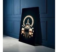 XBTYKPB Illuminated Buddha Meditation Painting, Zen Wall Art, Lotus Flower Decor, Spiritual Canvas Prints, Peaceful Home Decor(80x140cm/Frameless)