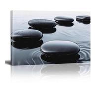 XBTYKPB Inhale Exhale Water Zen Stone Spa Wall Painting, Five Pebbles Print Poster Canvas Painting Wall Art For Bedroom, Bathroom 60x90cm Withframe