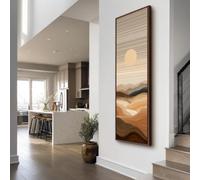 XBTYKPB Large Vertical Abstract Landscape Print, Minimalist Desert Sun Canvas Wall Art (Canvas) Tall Thin Japandi Wabi Painting(50x150cm/Frameless)