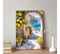 XBTYKPB Lemon Tree Lemon Fruit Canvas， Painting Mediterranean Poster ，Wall Painting Print Art ，Landscape Nature Aesthetic Mural(70x100cm/Frameless)
