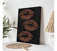 XBTYKPB Leopard Lips Wall Painting Vintage Kiss Posters Canvas Pictures Painting Wall Arts House Room Decor Posters and Prints 21x30cm Frameless