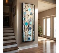 XBTYKPB Long Narrow Circle Wall Painting, Tall Thin Artwork, Slim Nature Decor for Hallway, Vertical Abstract Canvas Wall Art(35x105cm/Inner Frame)