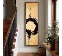 XBTYKPB Long Narrow Circle Wall Painting, Tall Thin Artwork, Slim Nature Decor for Hallway, Vertical Abstract Canvas Wall Art(30x90cm/Inner Frame)
