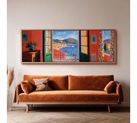 XBTYKPB Matisse Window View Painting, Wide Panoramic Canvas, Long Horizontal Art, Large size Matisse, Coastal Living Room Decor(30x90cm/Frameless)