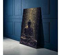 XBTYKPB Meditative Buddha Statue Canvas, Golden Rain Art, Spiritual Wall Decor, Zen Meditation Canvas,Contemporary Tranquil Mural(21x30cm/Inner Frame)