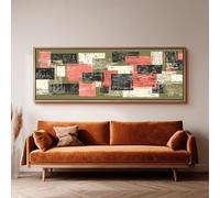 XBTYKPB Mid Century Blocks Painting,Wide Panoramic Canvas, Long Horizontal Print, Large size Geometric Decor,Above Sofa Wall Art(70x210cm/Frameless)